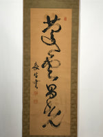 Japanese Hanging Scroll Vtg Black Calligraphy Kakejiku Chagake SC944