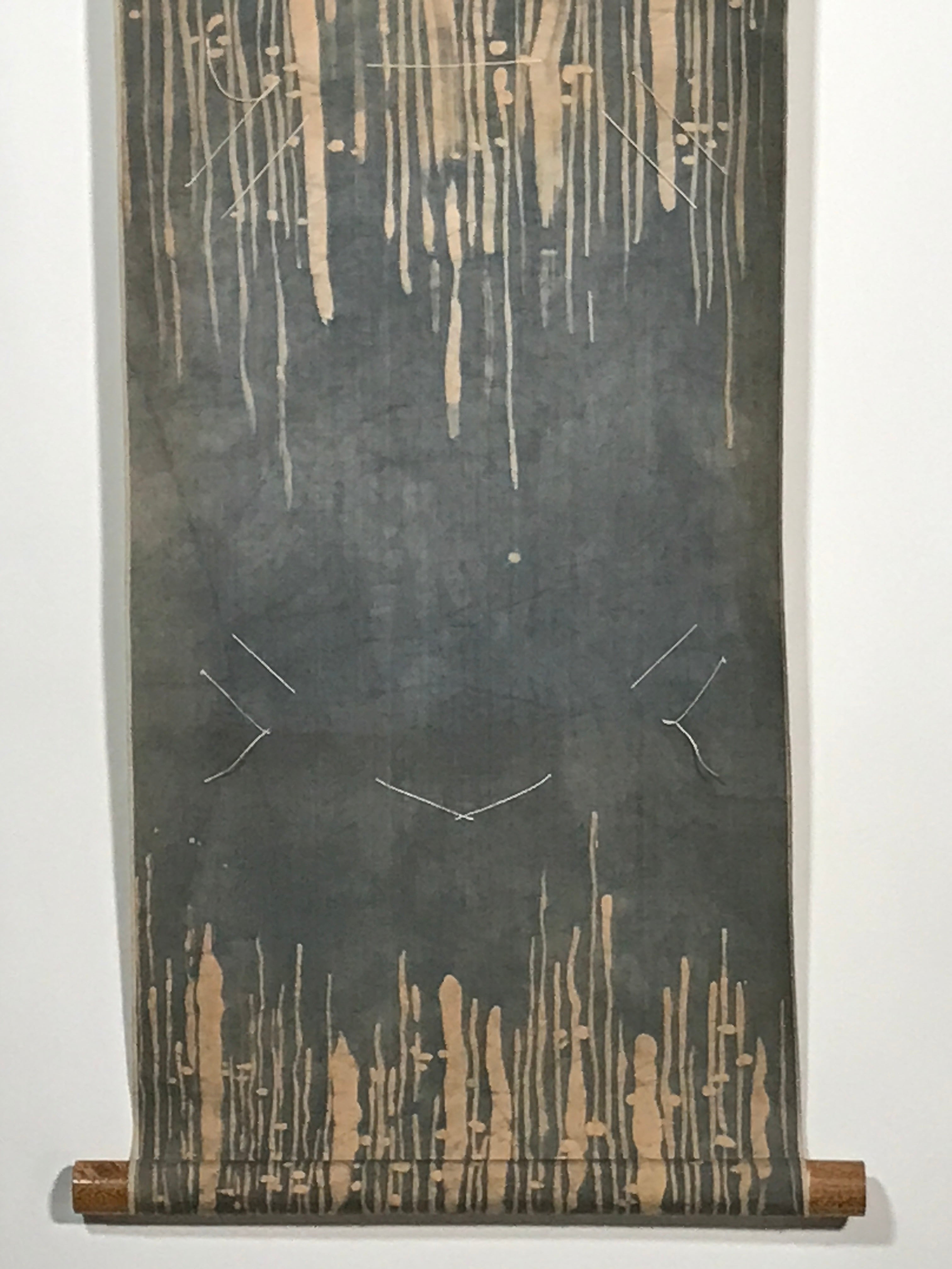 Japanese Hanging Scroll Vtg Blank Empty Black Background Kakejiku Chagake SC922