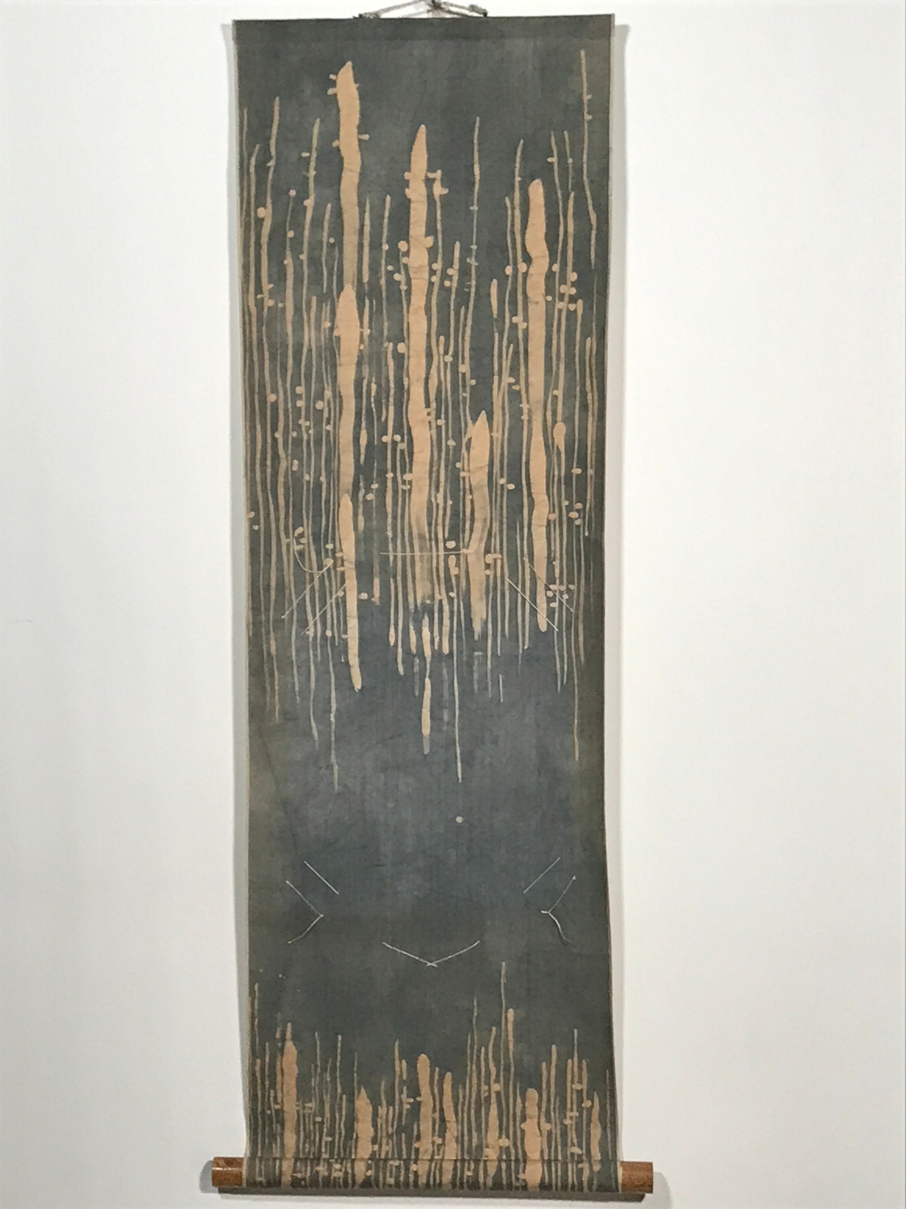 Japanese Hanging Scroll Vtg Blank Empty Black Background Kakejiku Chagake SC922