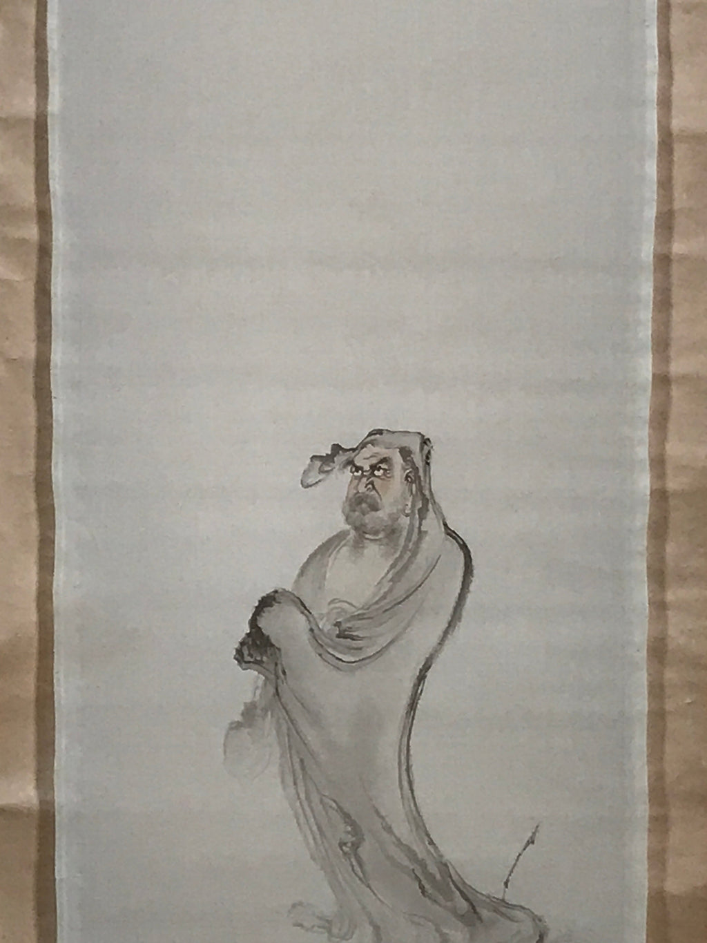 Japanese Hanging Scroll Vtg Bodhidharma Standing Buddhist Kakejiku SC945