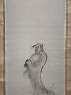Japanese Hanging Scroll Vtg Bodhidharma Standing Buddhist Kakejiku SC945