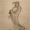 Japanese Hanging Scroll Vtg Bodhidharma Standing Buddhist Kakejiku SC945