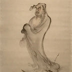 Japanese Hanging Scroll Vtg Bodhidharma Standing Buddhist Kakejiku SC945