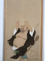 Japanese Hanging Scroll Vtg Budai Hotei Buddhist Monk Kakejiku Chagake SC908