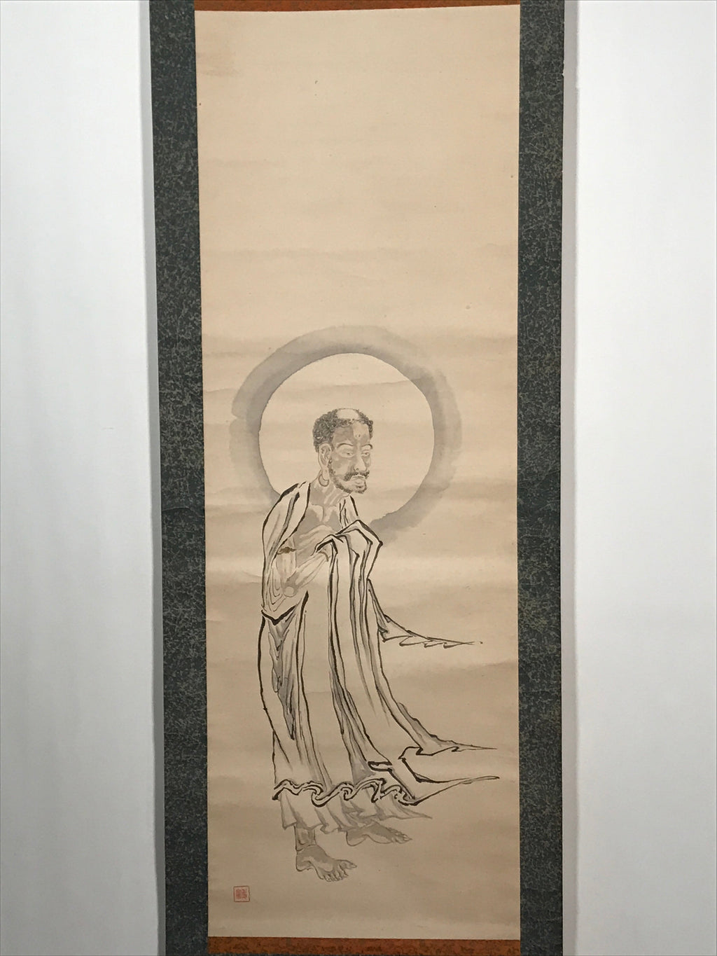 Japanese Hanging Scroll Vtg Buddha Descending The Mountain Kakejiku SC987