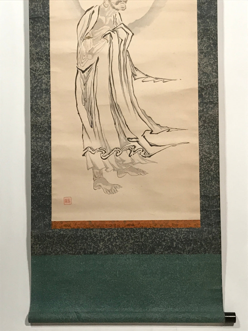 Japanese Hanging Scroll Vtg Buddha Descending The Mountain Kakejiku SC987