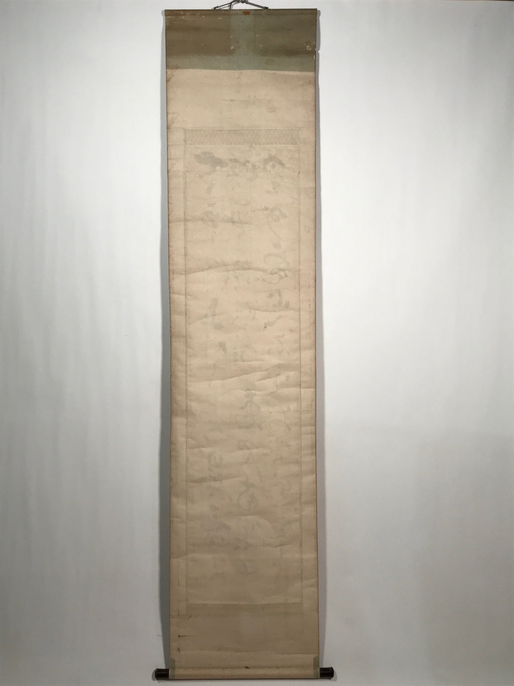 Japanese Hanging Scroll Vtg Calligraphy Poem Black Kakejiku Chagake SC916
