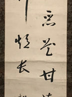 Japanese Hanging Scroll Vtg Calligraphy Poem Black Kakejiku Chagake SC920