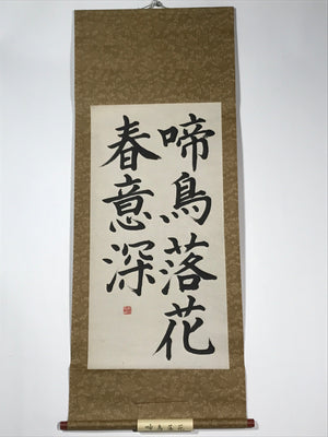 Japanese Hanging Scroll Vtg Calligraphy Poem Buddhist Kakejiku Chagake SC865