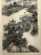 Japanese Hanging Scroll Vtg Chinese Landscape Sansui Color Kakejiku SC921