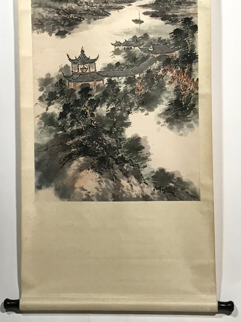 Japanese Hanging Scroll Vtg Chinese Landscape Sansui Color Kakejiku SC921