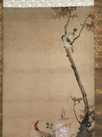 Japanese Hanging Scroll Vtg Colorful Birds Tree Flowers Kacho Kakejiku SC840