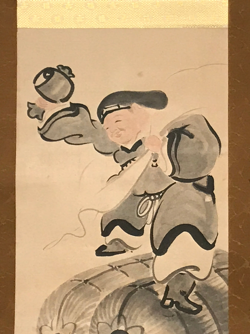 Japanese Hanging Scroll Vtg Daikoku 7 Lucky Gods Kakejiku Chagake SC928