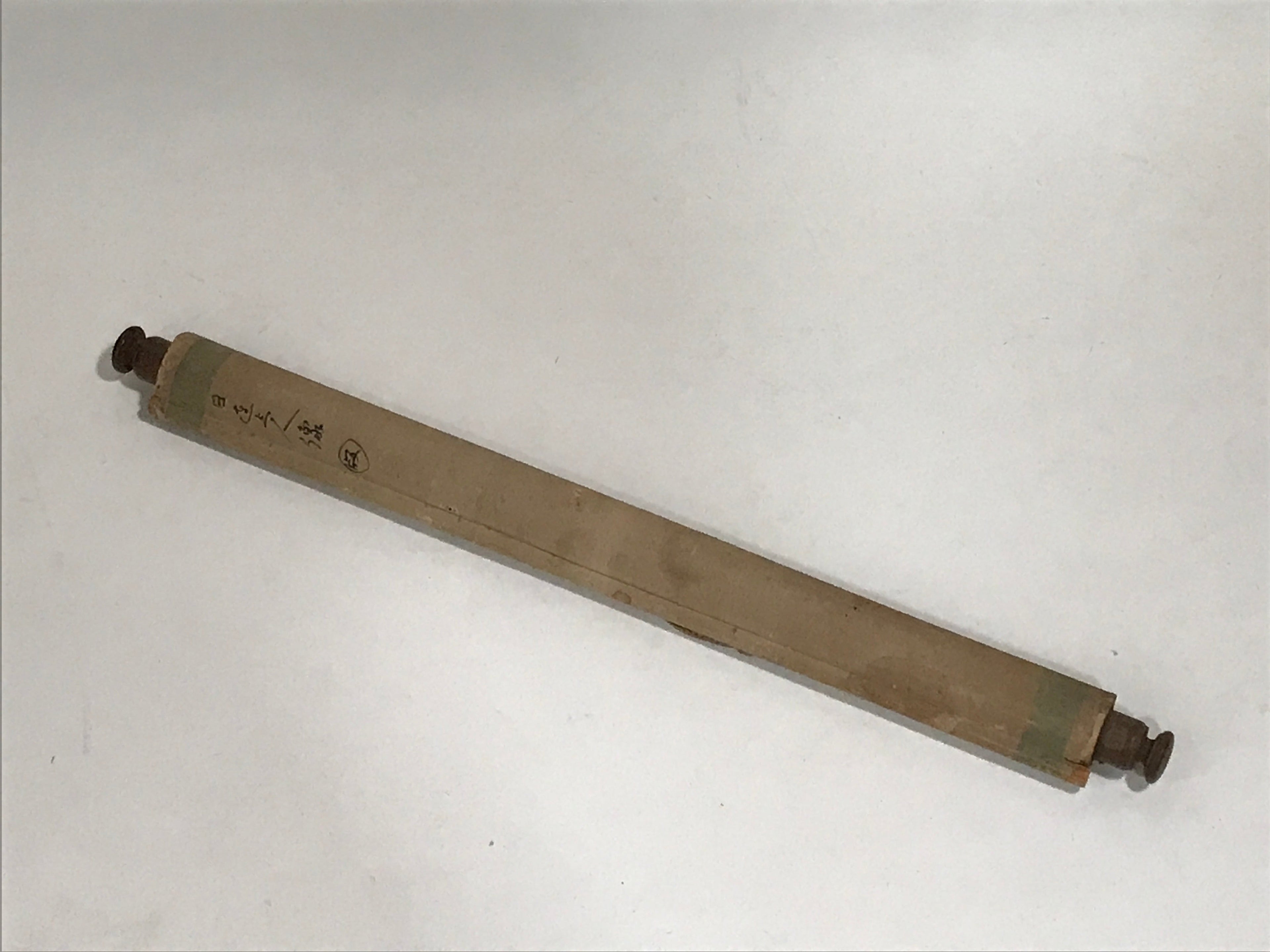 Japanese Hanging Scroll Vtg Daruma Statuę W/ Poem Buddhist Kakejiku SC947