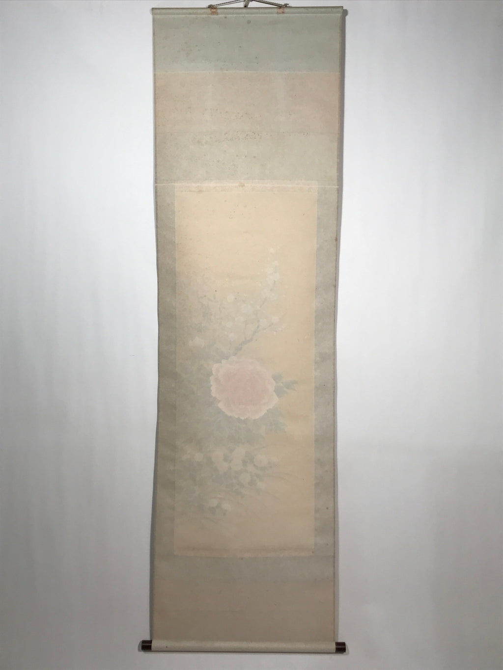 Japanese Hanging Scroll Vtg Four Seasons Flowers Wooden Box Kakejiku SC950