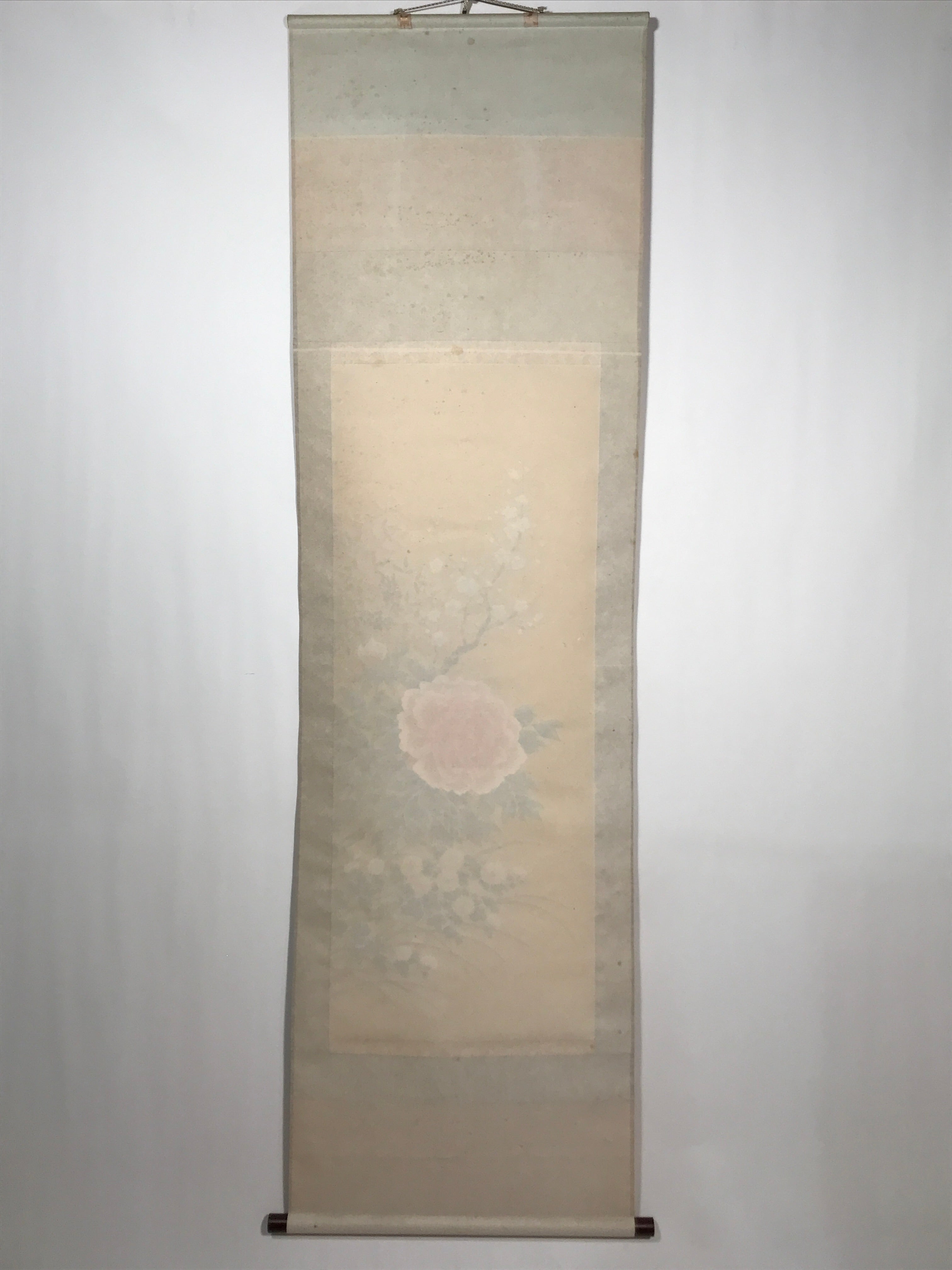Japanese Hanging Scroll Vtg Four Seasons Flowers Wooden Box Kakejiku SC950