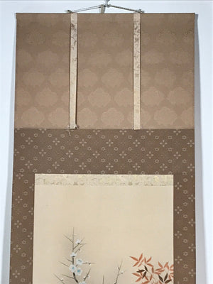 Japanese Hanging Scroll Vtg Four Seasons Flowers Wooden Box Kakejiku SC950