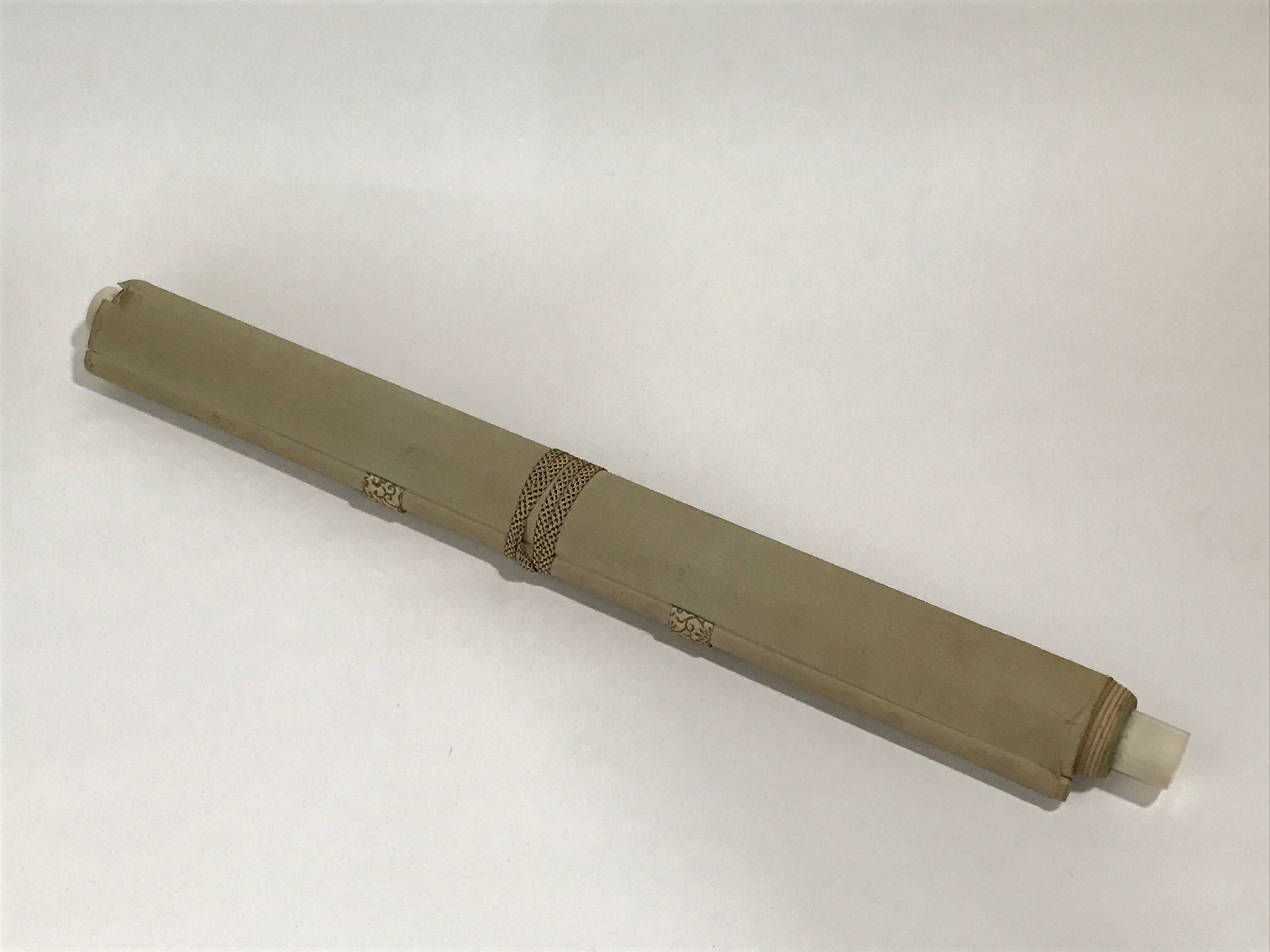 Japanese Hanging Scroll Vtg Hawk On Tree Mt Fuji Brown Yellow Kakejiku SC824