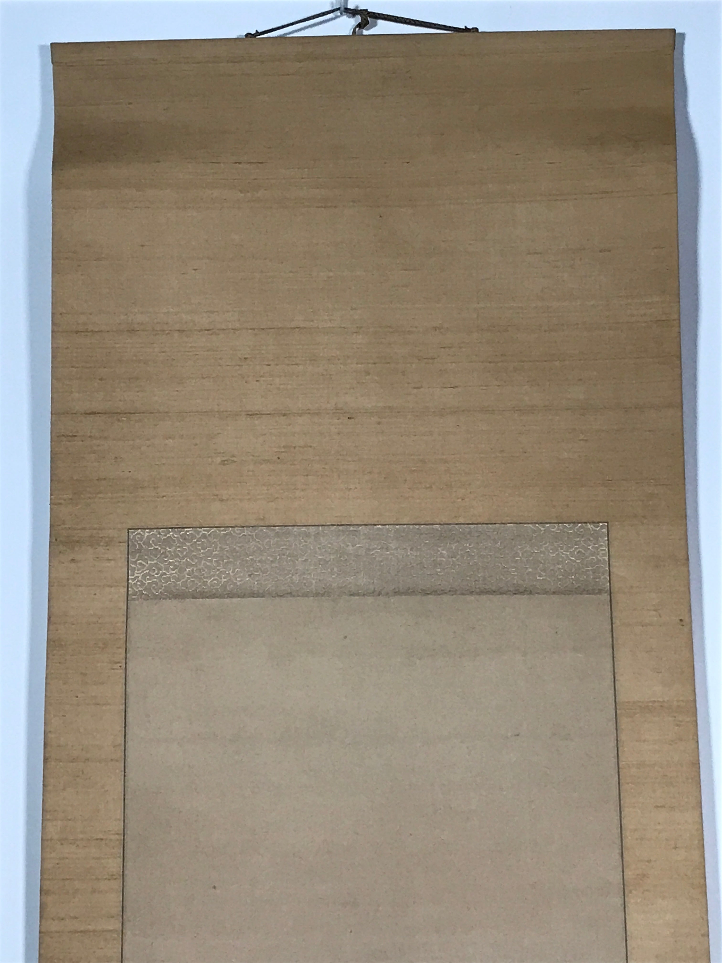 Japanese Hanging Scroll Vtg House Tree Man Monochrome Sansui Kakejiku SC897