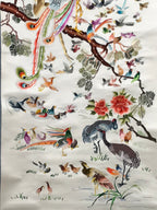 Japanese Hanging Scroll Vtg Hundred Birds Worshipping The Phoenix Kakejiku SC891