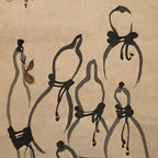 Japanese Hanging Scroll Vtg Hyotan Gourd Calligraphy Poem Kakejiku SC888