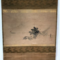 Japanese Hanging Scroll Vtg Kakejiku Abstract Nature Design Plants Black KJ66