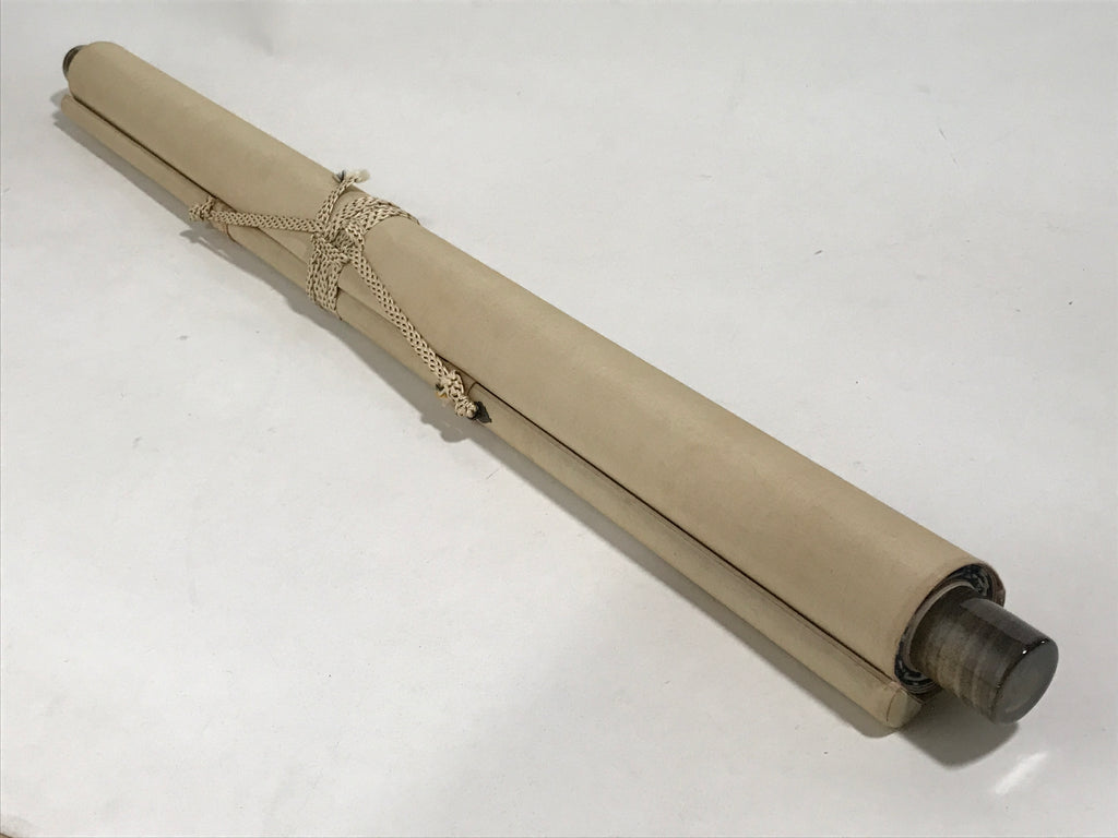 Japanese Hanging Scroll Vtg Kakejiku Buddhist Calligraphy Ink Black Kamon KJ109