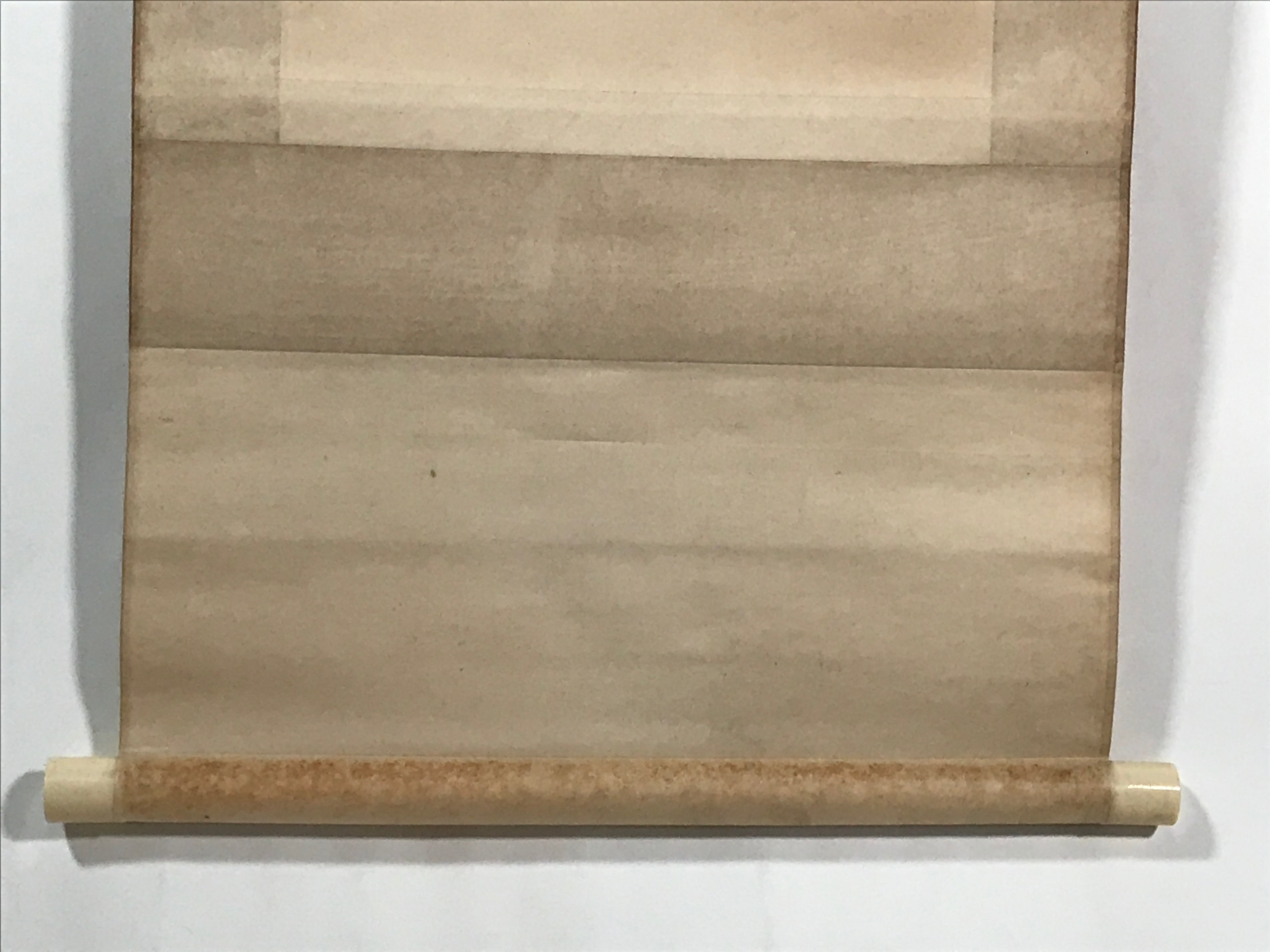 Japanese Hanging Scroll Vtg Kakejiku Calligraphy 2 Characters Kanji Black KJ71