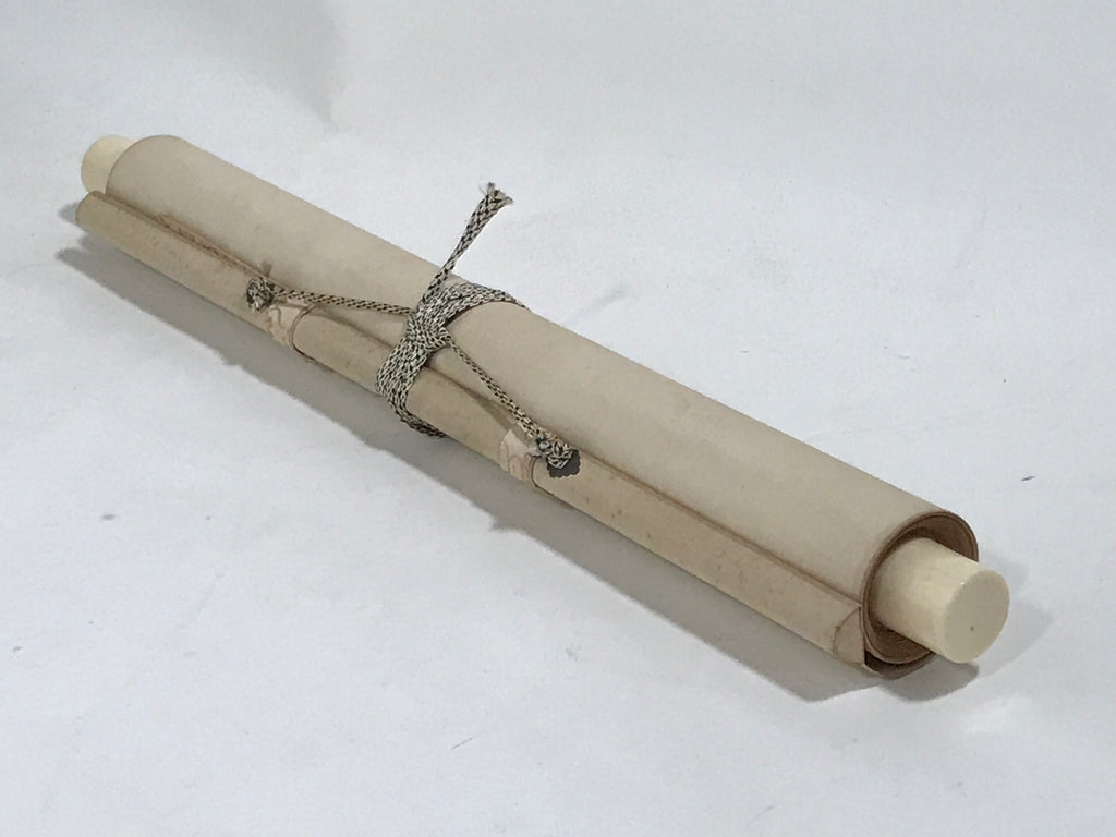 Japanese Hanging Scroll Vtg Kakejiku Calligraphy 2 Characters Kanji Black KJ71