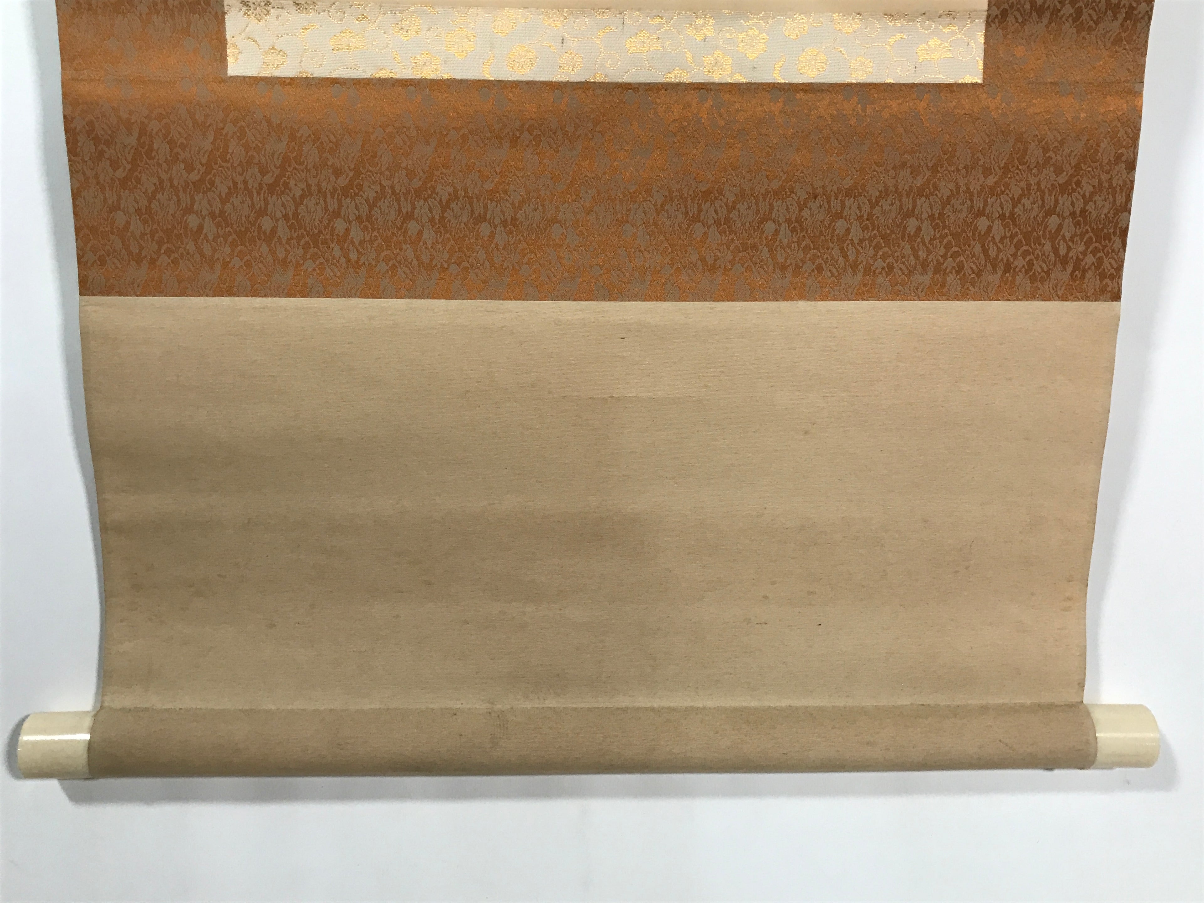 Japanese Hanging Scroll Vtg Kakejiku Calligraphy 2 Characters Kanji Black KJ71