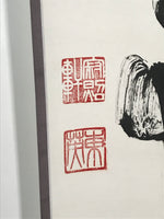 Japanese Hanging Scroll Vtg Kakejiku Calligraphy Kanji Black Red Seals KJ49