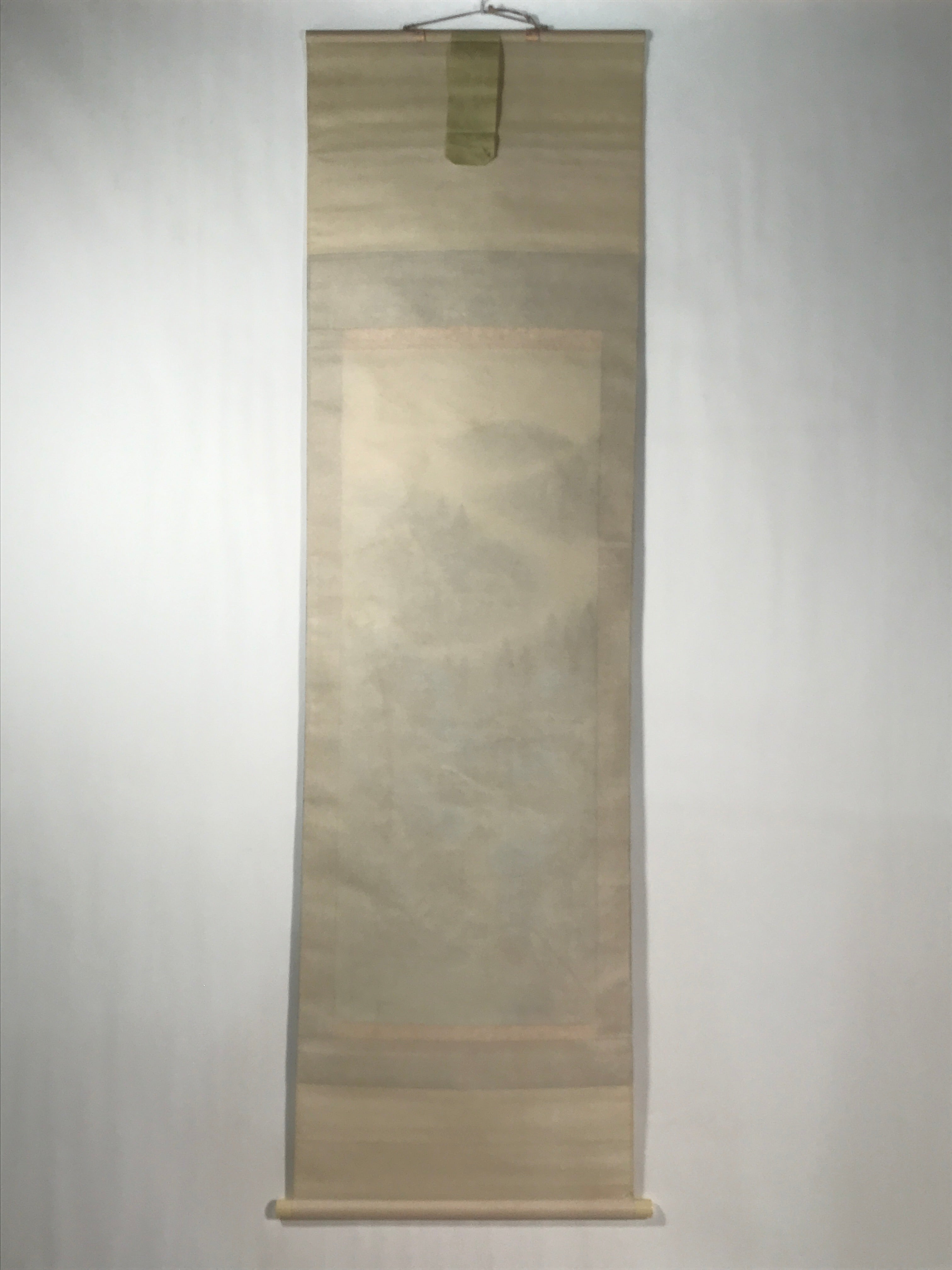 Japanese Hanging Scroll Vtg Kakejiku Fog Mountain River Landscape Ink KJ105