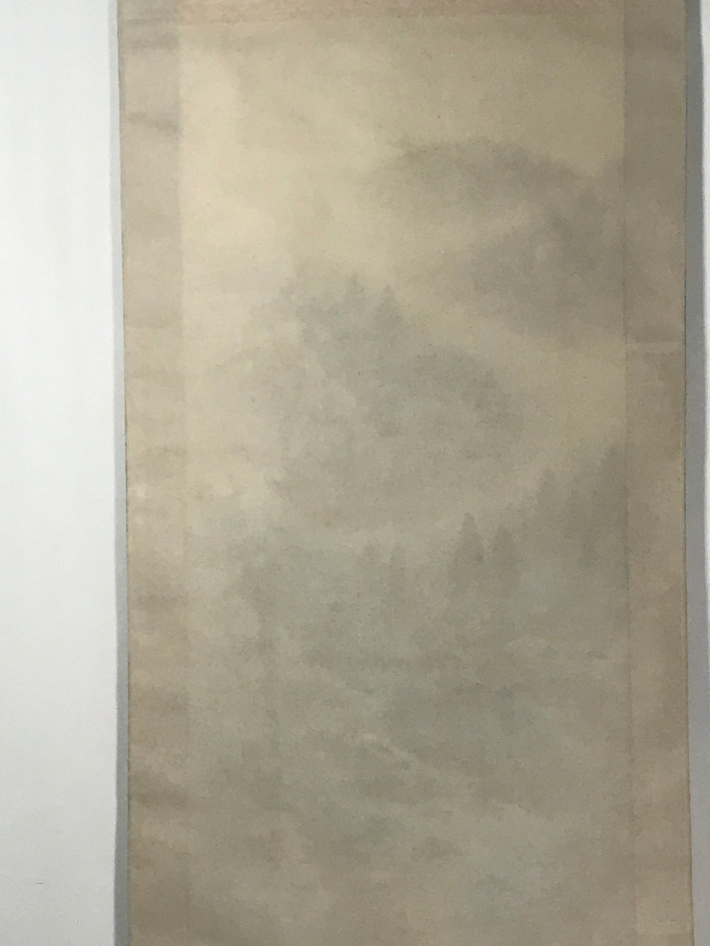 Japanese Hanging Scroll Vtg Kakejiku Fog Mountain River Landscape Ink KJ105