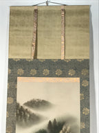 Japanese Hanging Scroll Vtg Kakejiku Fog Mountain River Landscape Ink KJ105