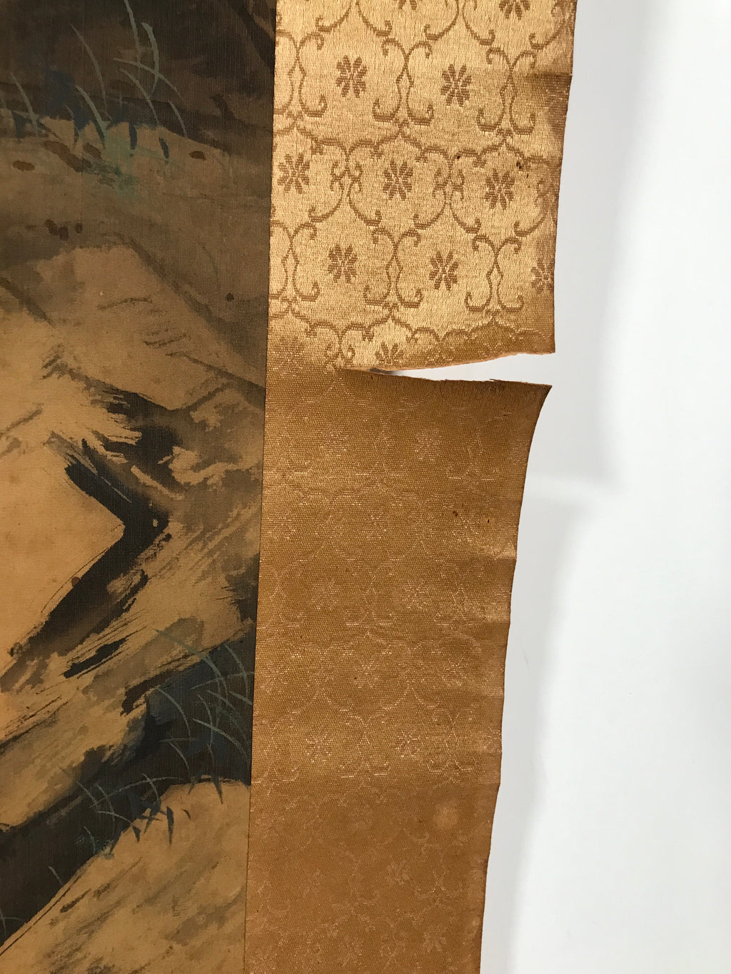 Japanese Hanging Scroll Vtg Kakejiku Fog Mountain Waterfall Landscape Ink KJ99
