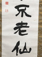 Japanese Hanging Scroll Vtg Kakejiku Idiom Calligraphy Kanji Ink Black KJ76