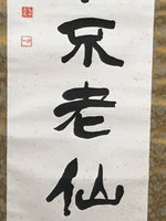 Japanese Hanging Scroll Vtg Kakejiku Idiom Calligraphy Kanji Ink Black KJ76