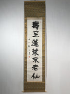 Japanese Hanging Scroll Vtg Kakejiku Idiom Calligraphy Kanji Ink Black KJ76