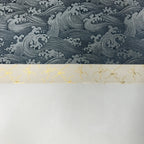 Japanese Hanging Scroll Vtg Kakejiku Jumping Carp Wave Pattern Koi Gray KJ65