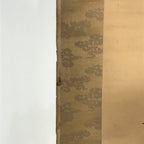 Japanese Hanging Scroll Vtg Kakejiku Kacho Bird Flowers Pink Green Yellow KJ43