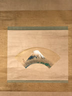 Japanese Hanging Scroll Vtg Kakejiku Mount Fuji Folding Fan Landscape Color KJ77
