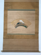 Japanese Hanging Scroll Vtg Kakejiku Mount Fuji Folding Fan Landscape Color KJ77