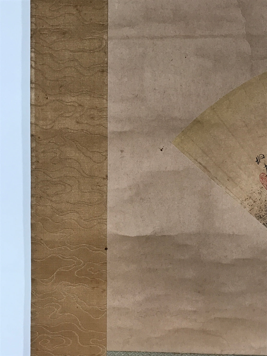 Japanese Hanging Scroll Vtg Kakejiku Mount Fuji Folding Fan Landscape Color KJ77