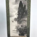 Japanese Hanging Scroll Vtg Kakejiku Mountain River Boat Sansui Landscape KJ47