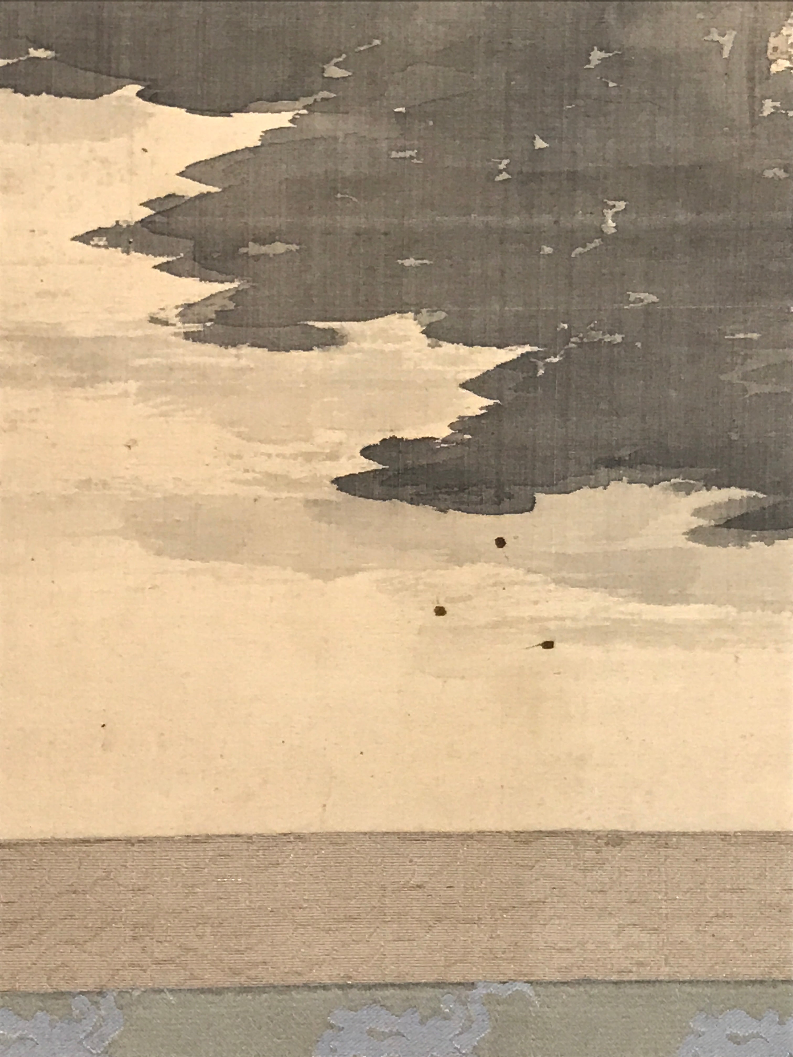 Japanese Hanging Scroll Vtg Kakejiku Mountain River Sansui Landscape Ink KJ87