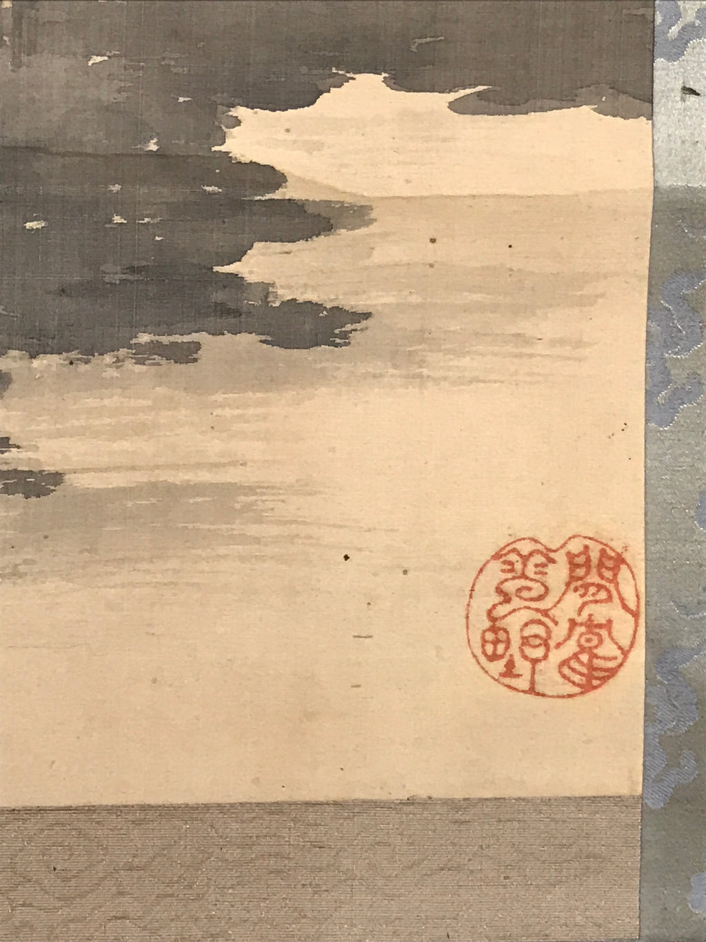 Japanese Hanging Scroll Vtg Kakejiku Mountain River Sansui Landscape Ink KJ87