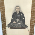 Japanese Hanging Scroll Vtg Kakejiku Portrait Man Sitting Kimono Medals KJ58