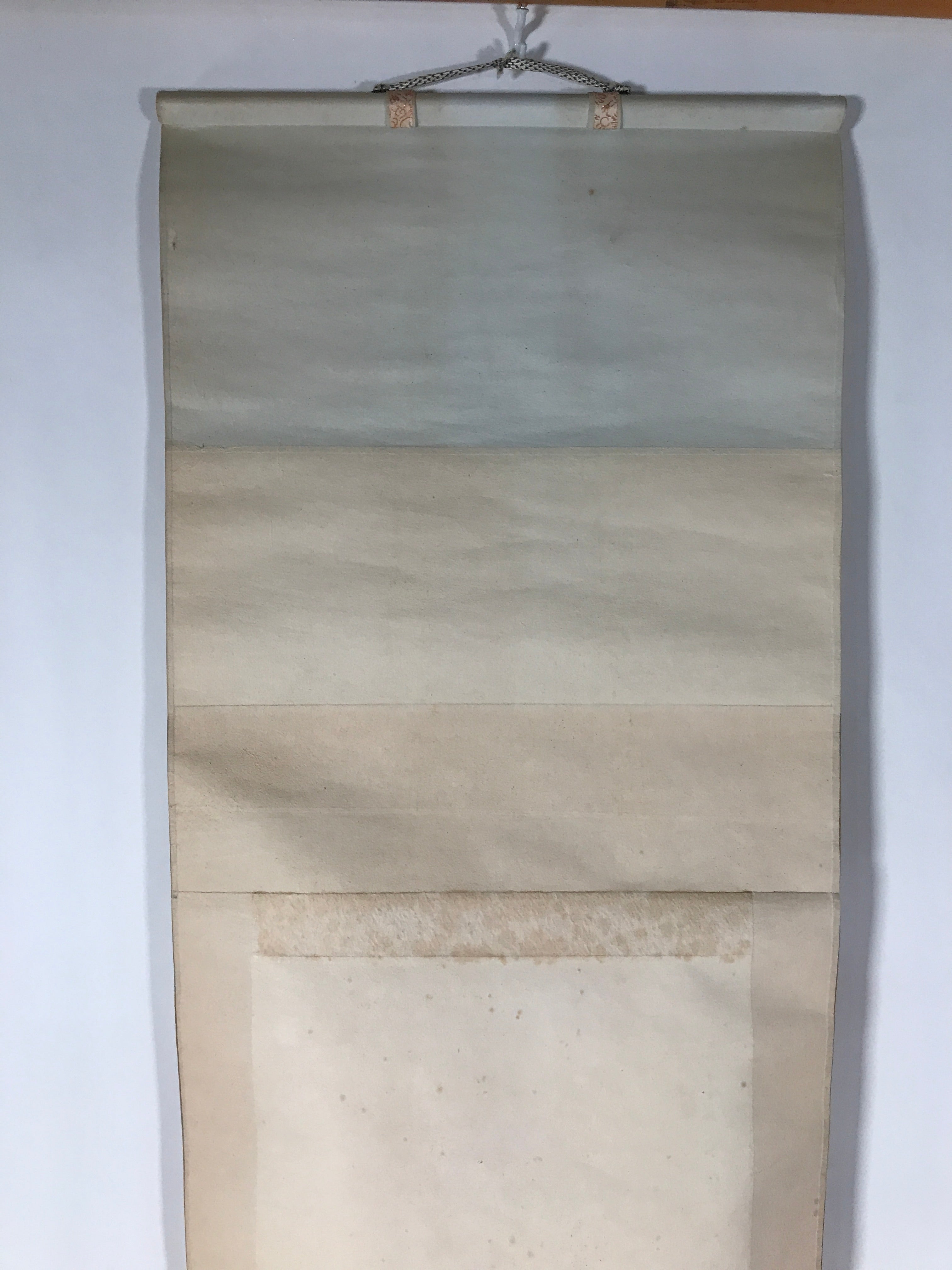 Japanese Hanging Scroll Vtg Kakejiku Red Bamboo Black Kanji Calligraphy KJ68