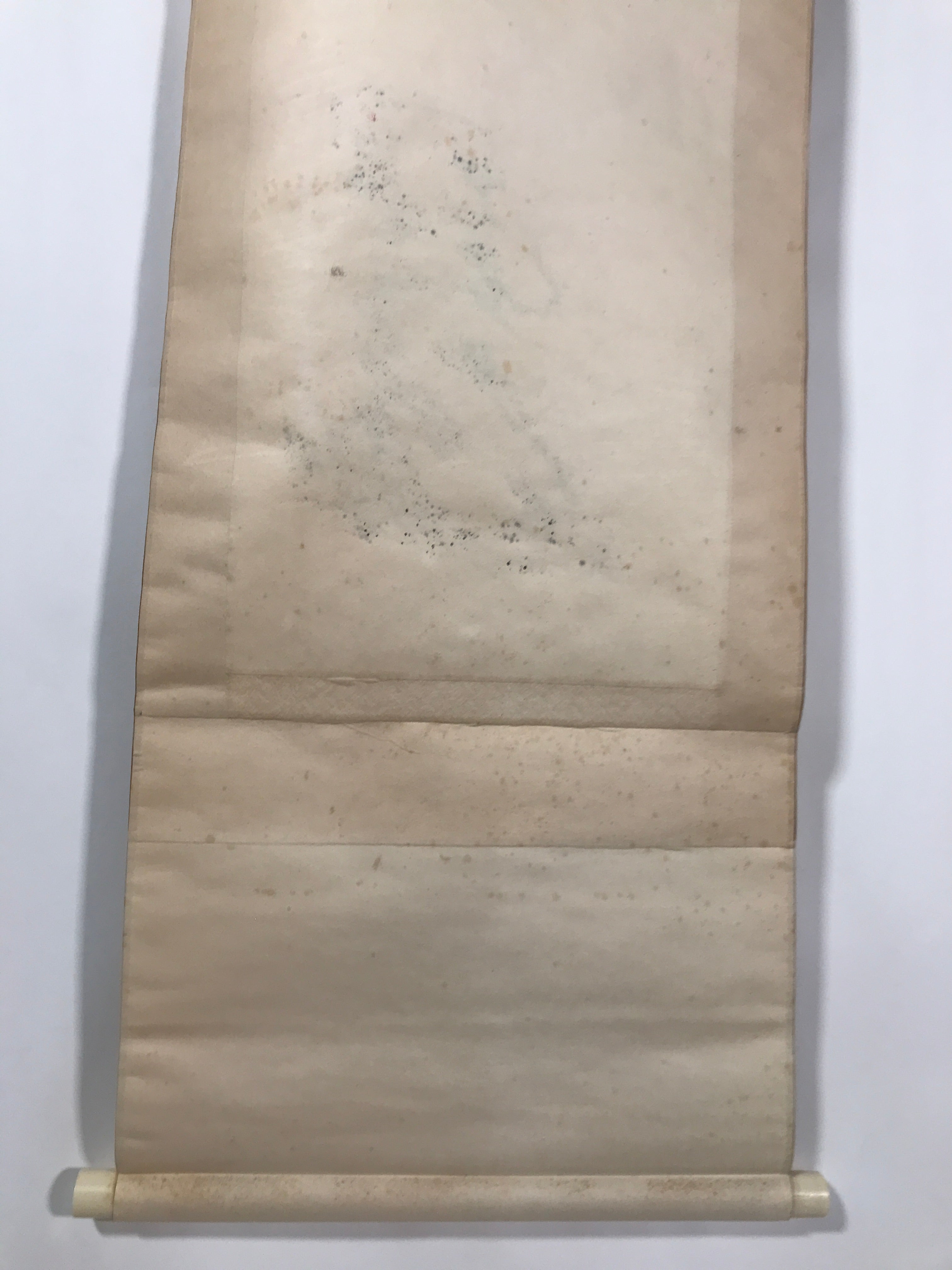 Japanese Hanging Scroll Vtg Kakejiku Red Bamboo Black Kanji Calligraphy KJ68
