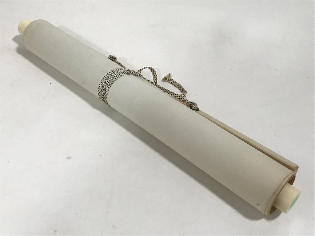 Japanese Hanging Scroll Vtg Kakejiku Red Bamboo Black Kanji Calligraphy KJ68